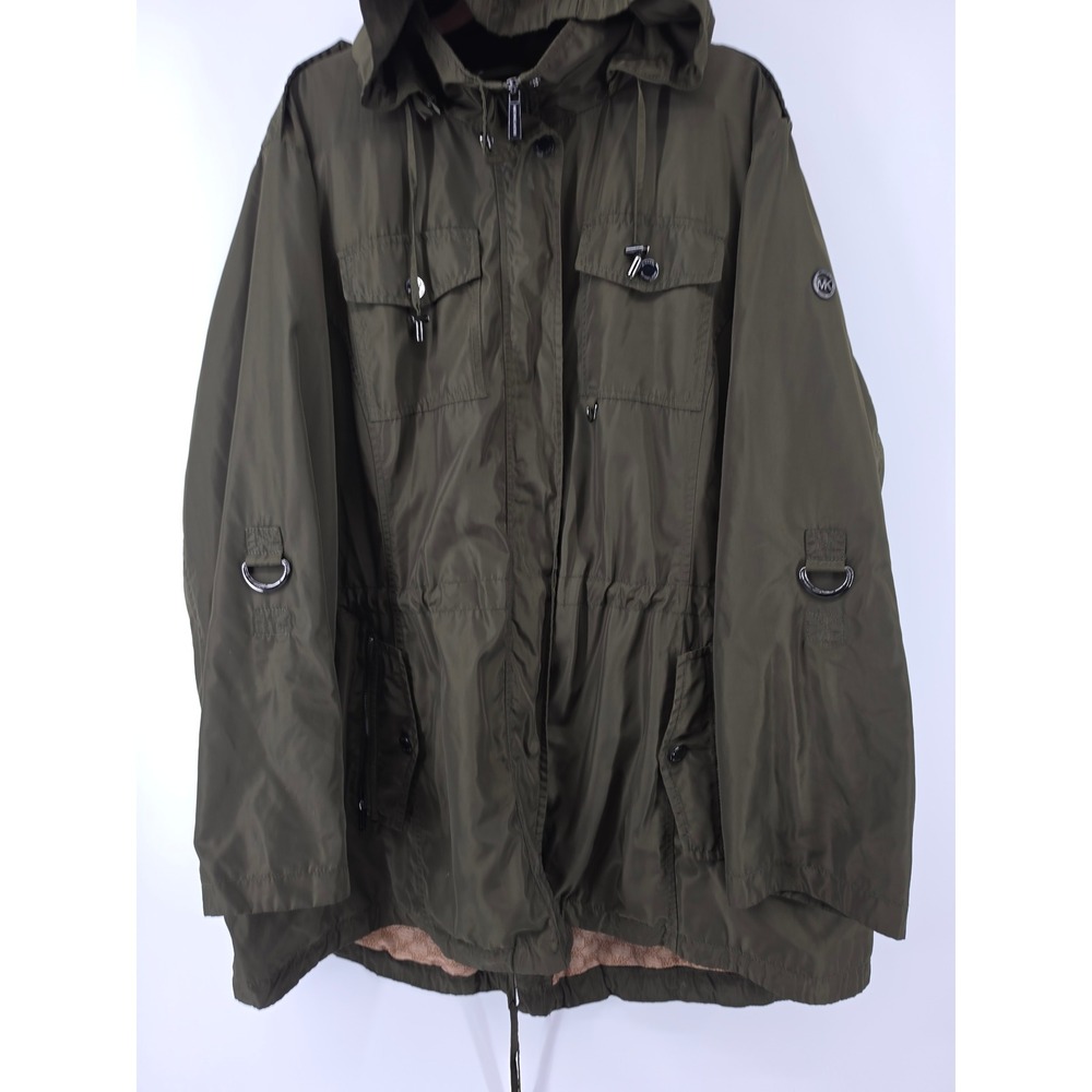 Michael Michael Kors Olive Green Anorak Hooded Utility Jacket Size 3X - Picture 9 of 10